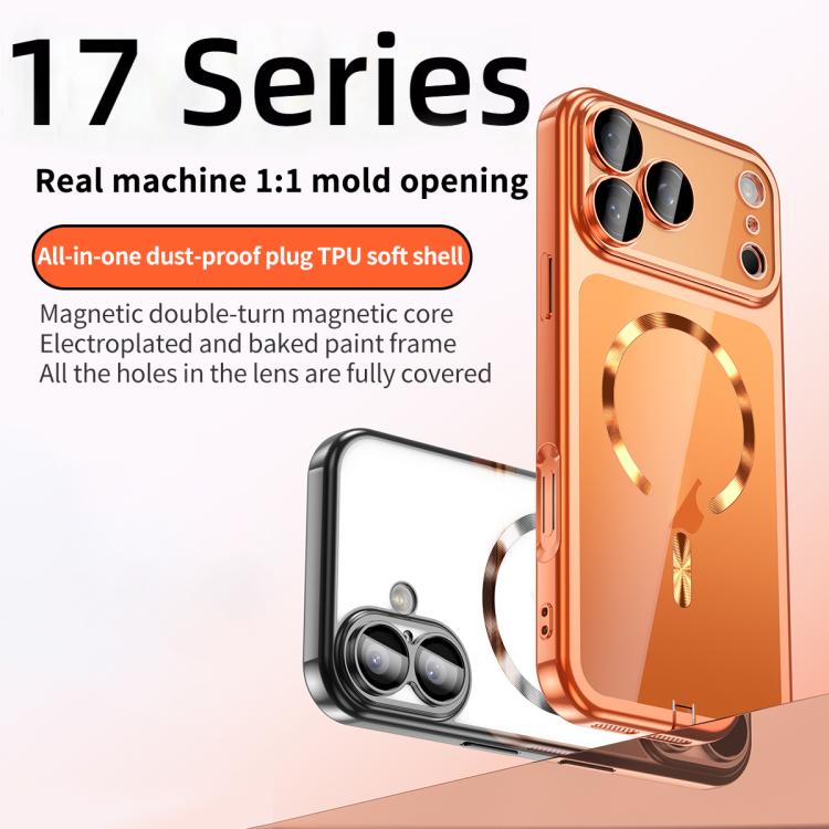 Plating Paint TPU MagSafe Phone Case with Dust Plug & Lens Film