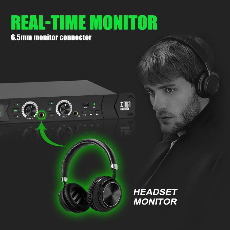 XTUGA RW2090 Professional Stage Wireless 2 Channel In Ear Monitoring System 4 in 1