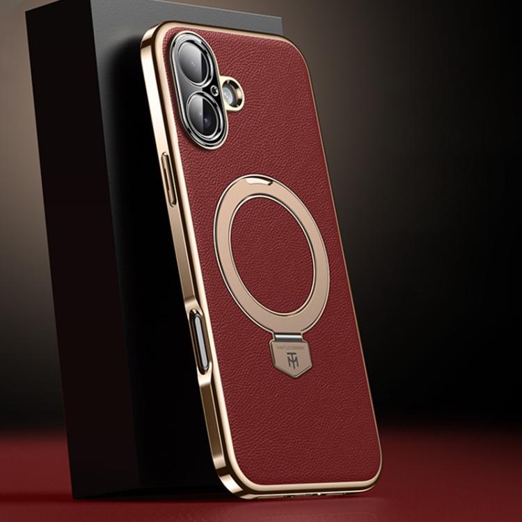 Plain Leather MagSafe Holder Phone Case