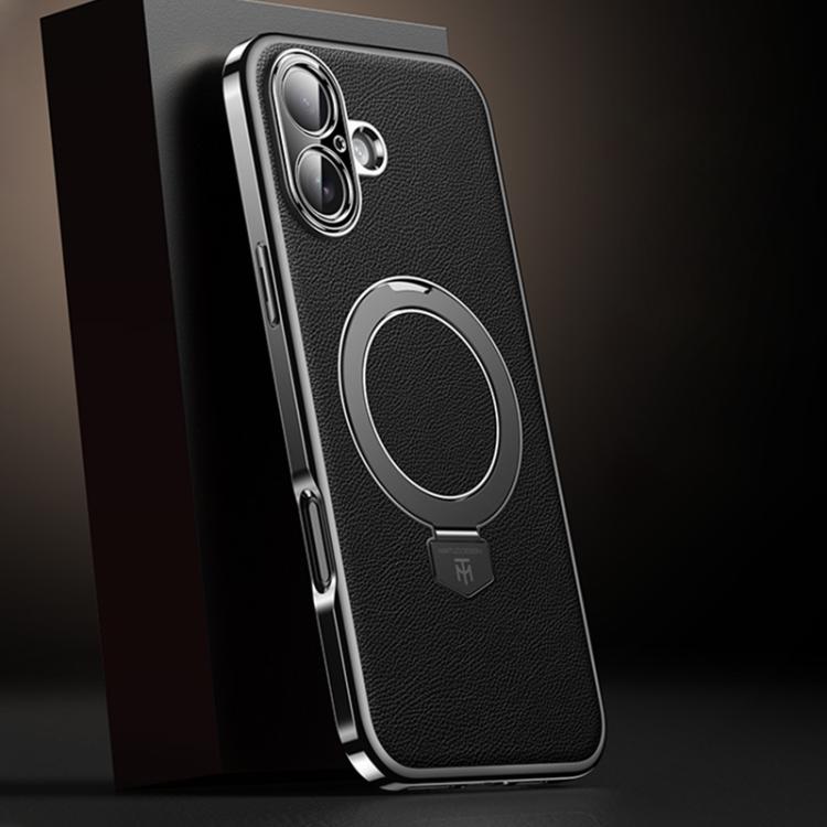 Plain Leather MagSafe Holder Phone Case