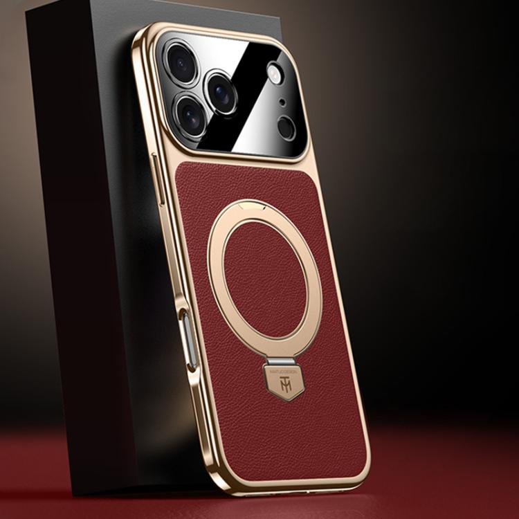 Plain Leather MagSafe Holder Phone Case