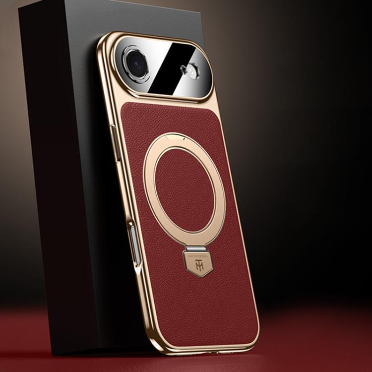 Plain Leather MagSafe Holder Phone Case