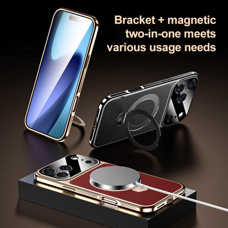 Plain Leather MagSafe Holder Phone Case