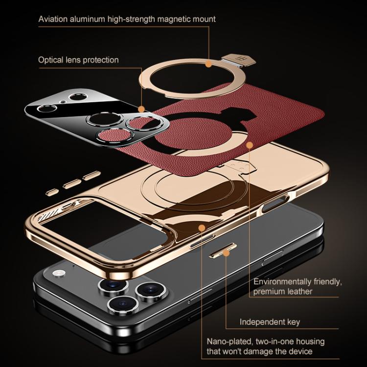 Plain Leather MagSafe Holder Phone Case