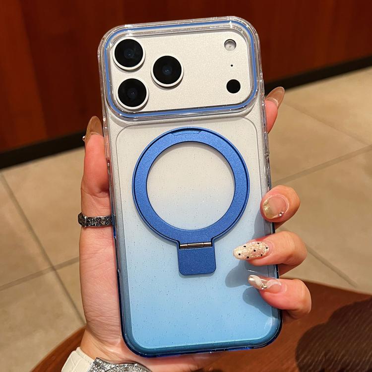 Transparent Gradient Metal Ring Holder MagSafe Phone Case