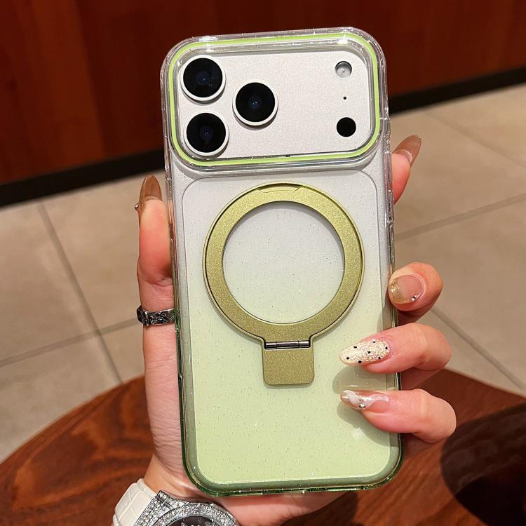 Transparent Gradient Metal Ring Holder MagSafe Phone Case