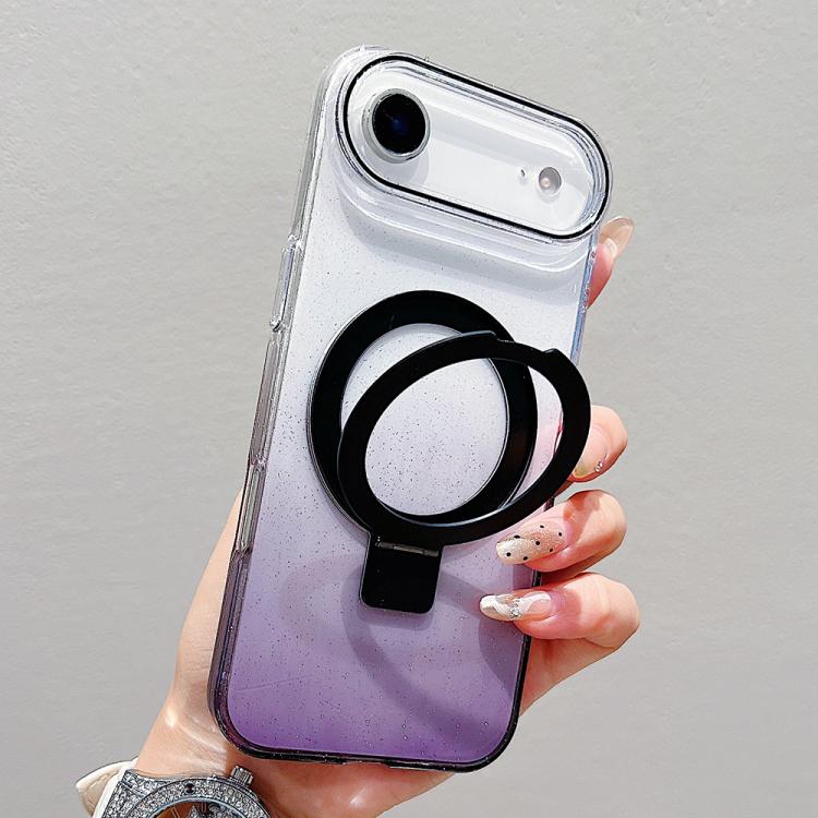Transparent Gradient Metal Ring Holder MagSafe Phone Case