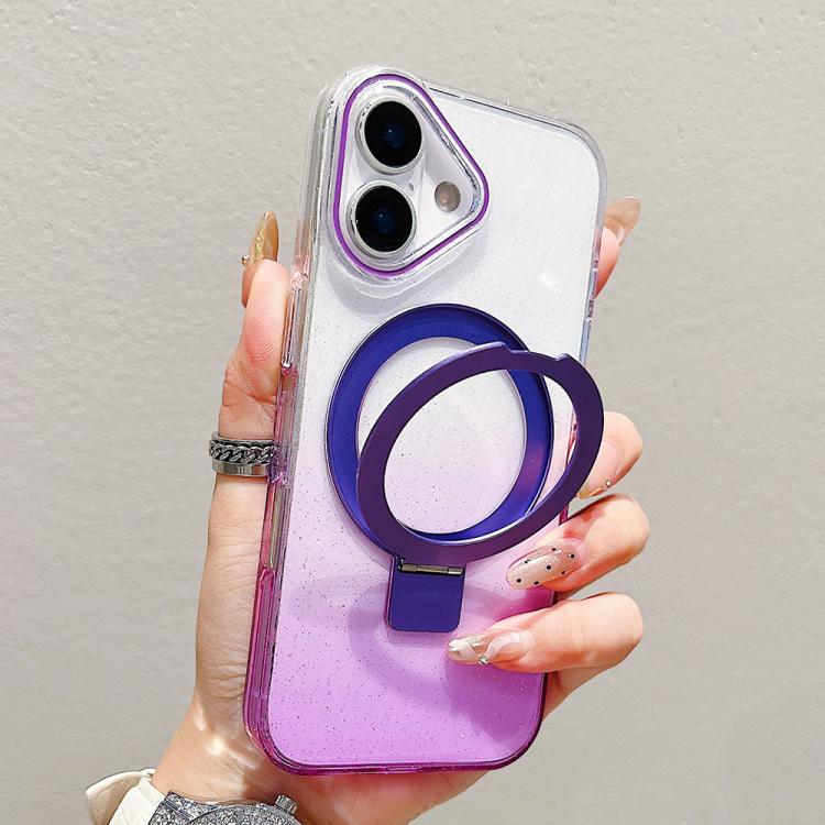 Transparent Gradient Metal Ring Holder MagSafe Phone Case