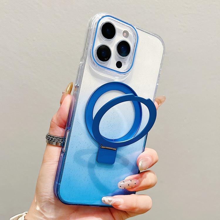 Transparent Gradient Metal Ring Holder MagSafe Phone Case