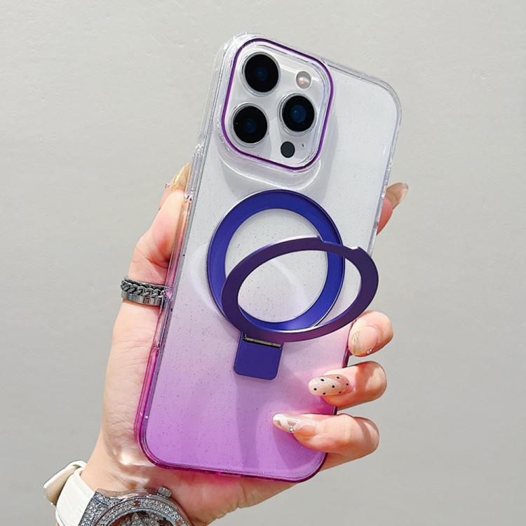 Transparent Gradient Metal Ring Holder MagSafe Phone Case