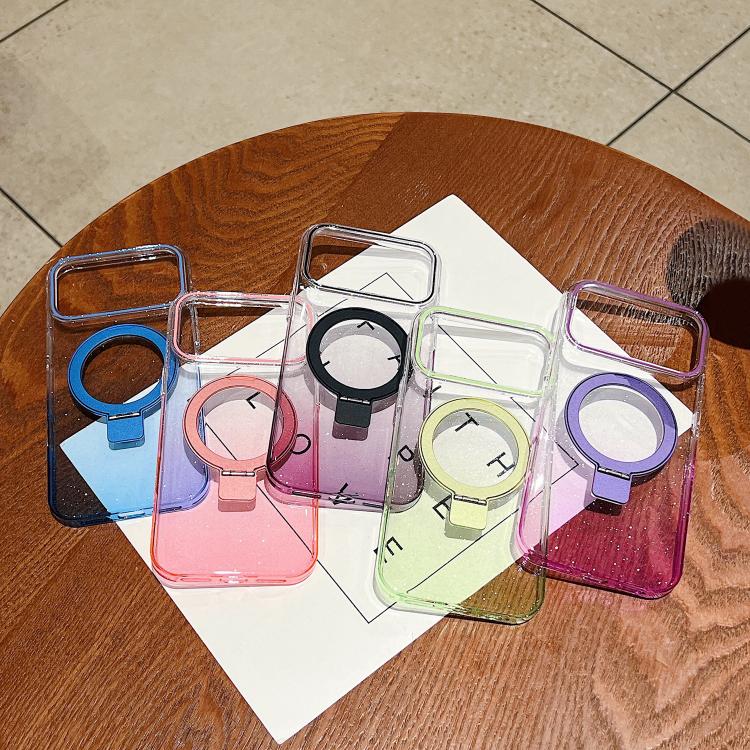 Transparent Gradient Metal Ring Holder MagSafe Phone Case