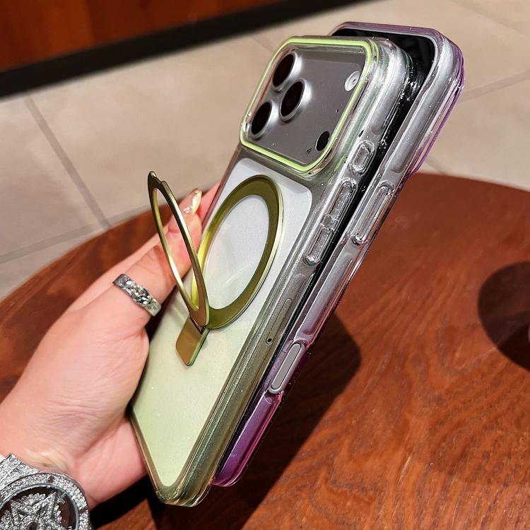 Transparent Gradient Metal Ring Holder MagSafe Phone Case
