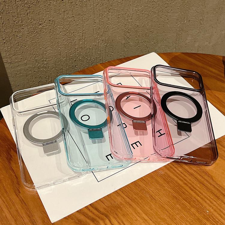 Transparent Colorful Metal Ring Holder MagSafe Phone Case