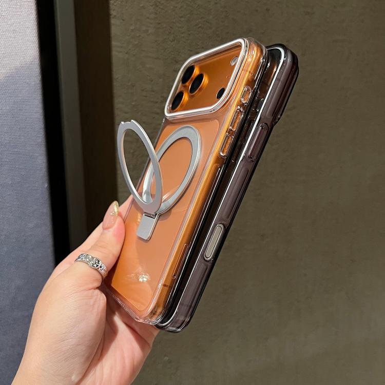 Transparent Colorful Metal Ring Holder MagSafe Phone Case