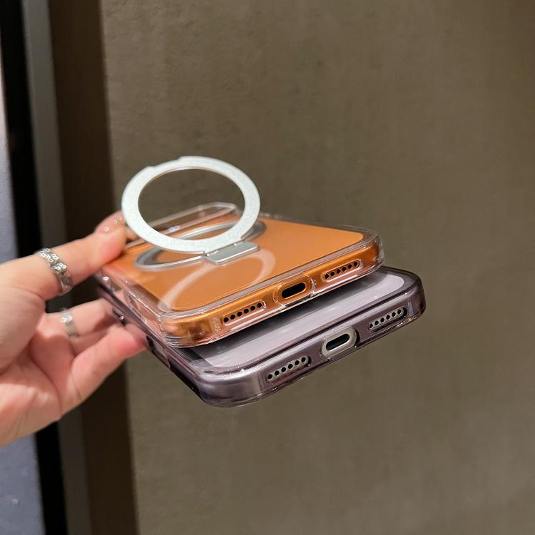 Transparent Colorful Metal Ring Holder MagSafe Phone Case
