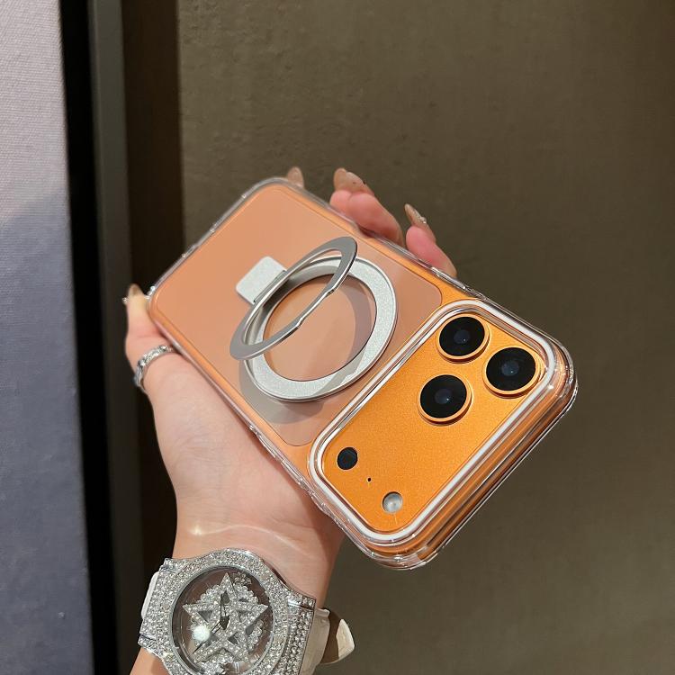 Transparent Colorful Metal Ring Holder MagSafe Phone Case