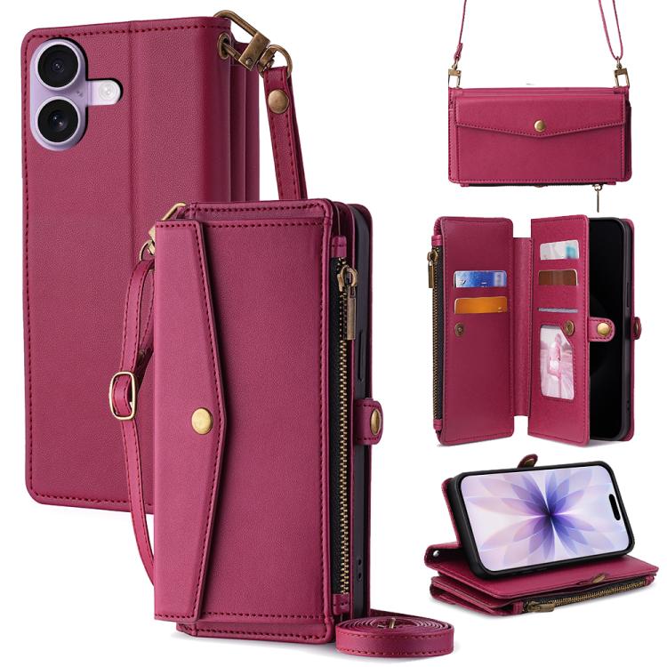 Zipper Wallet Side Buckle Crossbody Lanyard Leather Phone Case