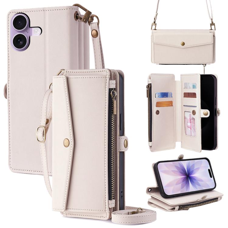 Zipper Wallet Side Buckle Crossbody Lanyard Leather Phone Case