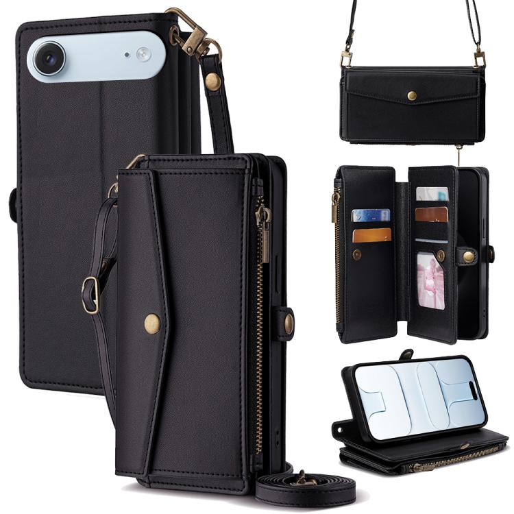 Zipper Wallet Side Buckle Crossbody Lanyard Leather Phone Case