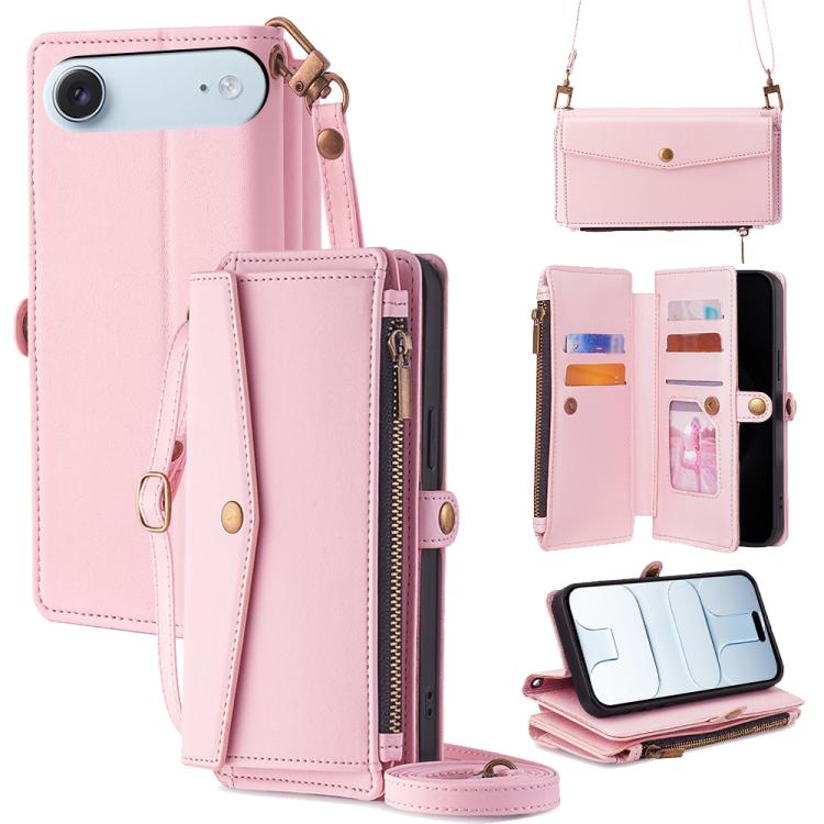 Zipper Wallet Side Buckle Crossbody Lanyard Leather Phone Case