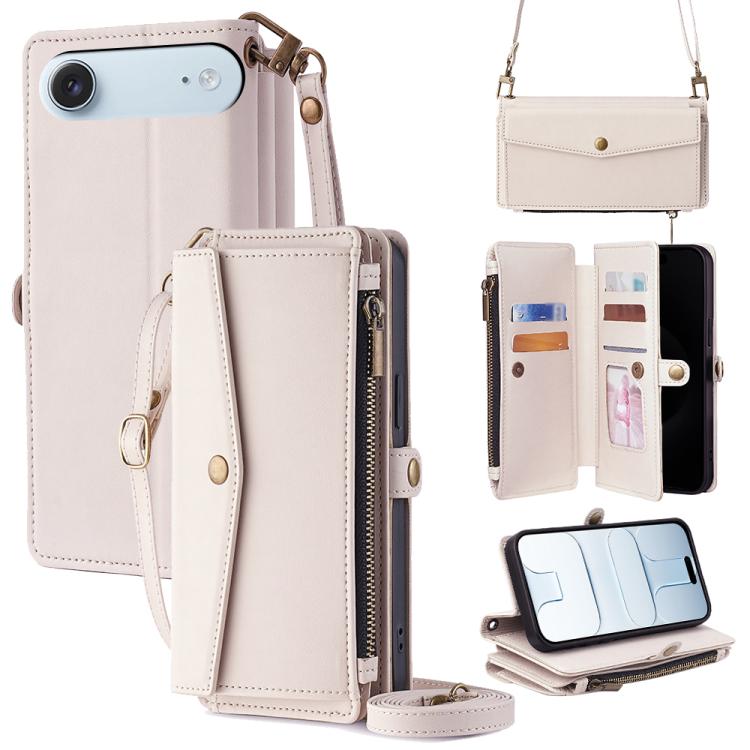 Zipper Wallet Side Buckle Crossbody Lanyard Leather Phone Case