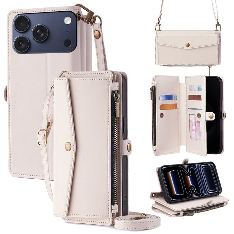 Zipper Wallet Side Buckle Crossbody Lanyard Leather Phone Case