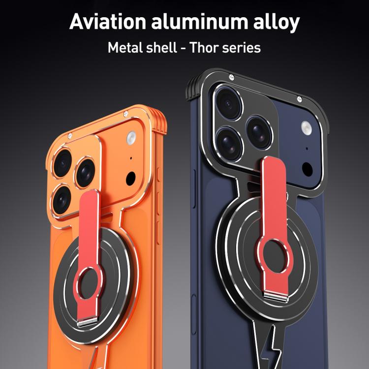 Hollow Borderless MagSafe Aluminum Alloy Phone Case with Detachable Rotation Holder