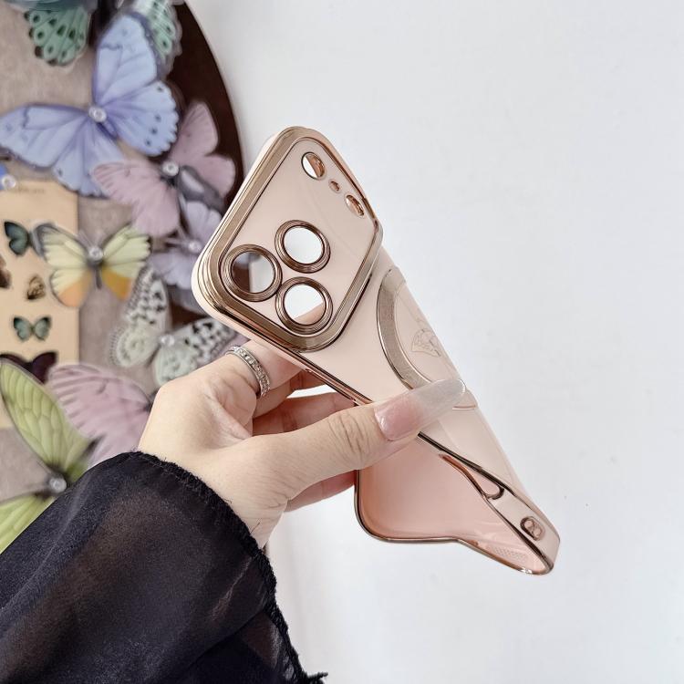 Solid Color Side Electroplating Butterfly MagSafe TPU Phone Case