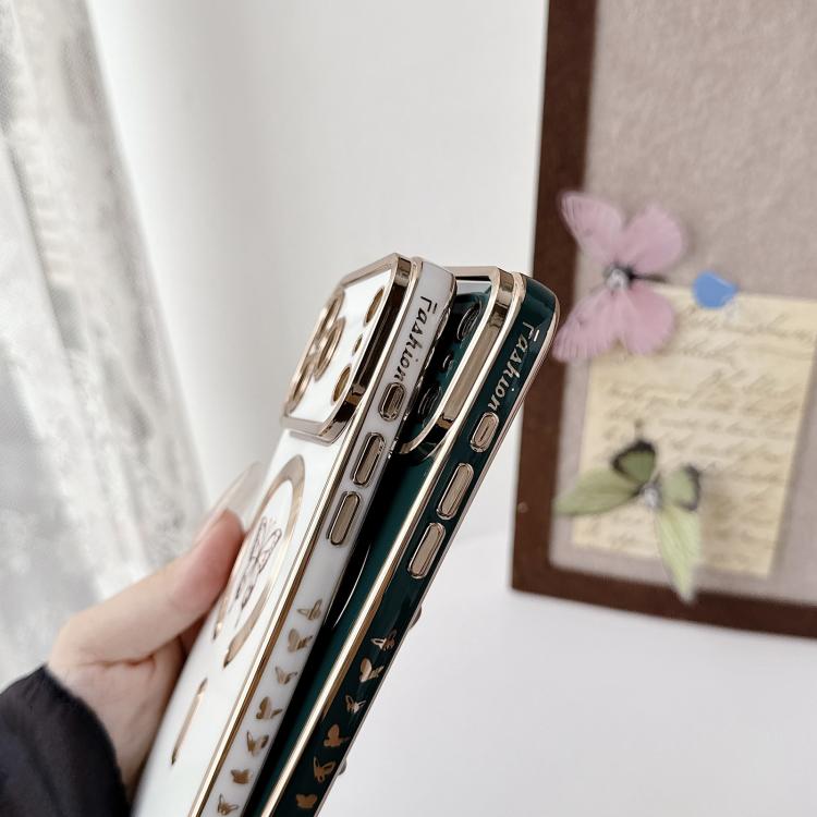 Solid Color Side Electroplating Butterfly MagSafe TPU Phone Case