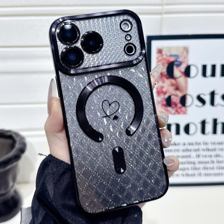 Carbon Fiber Texture Loves Leaves Gradient MagSafe TPU Phone Case