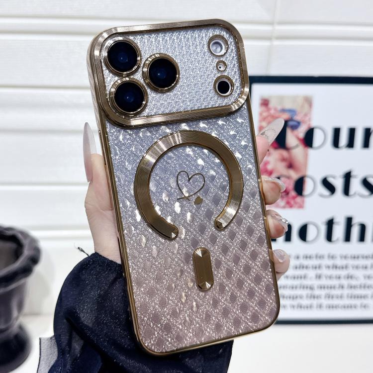 Carbon Fiber Texture Loves Leaves Gradient MagSafe TPU Phone Case