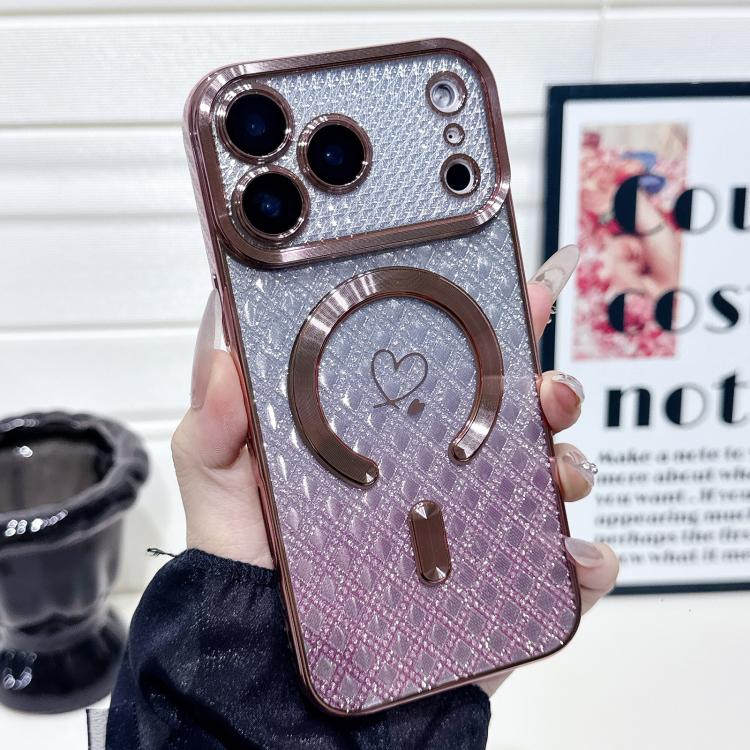 Carbon Fiber Texture Loves Leaves Gradient MagSafe TPU Phone Case