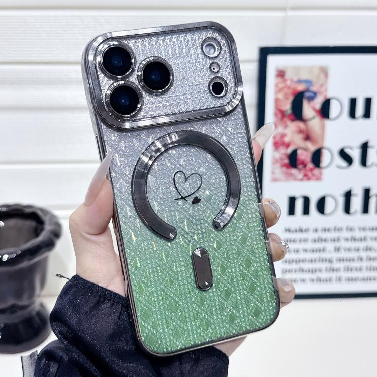 Carbon Fiber Texture Loves Leaves Gradient MagSafe TPU Phone Case