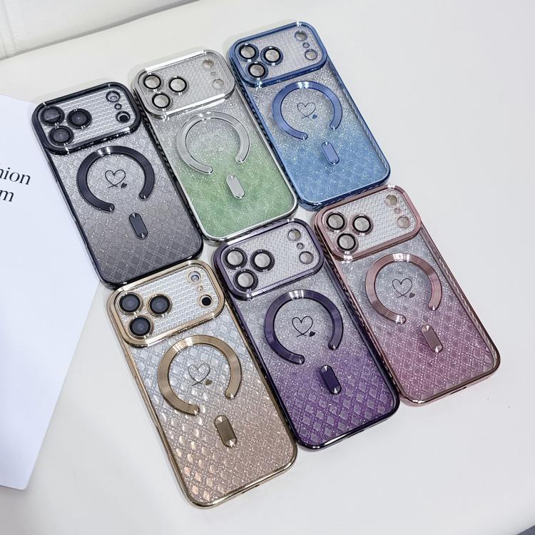 Carbon Fiber Texture Loves Leaves Gradient MagSafe TPU Phone Case