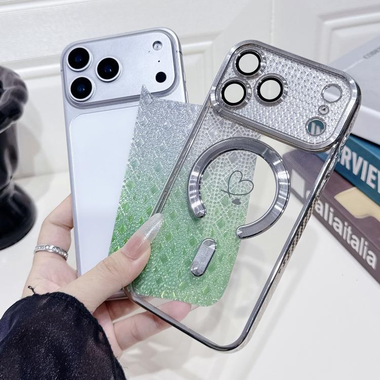 Carbon Fiber Texture Loves Leaves Gradient MagSafe TPU Phone Case