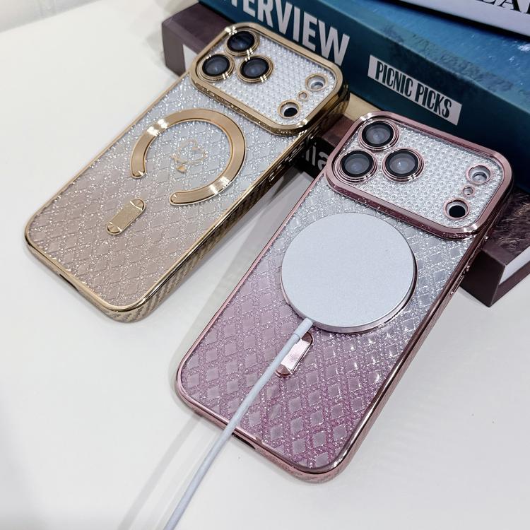 Carbon Fiber Texture Loves Leaves Gradient MagSafe TPU Phone Case