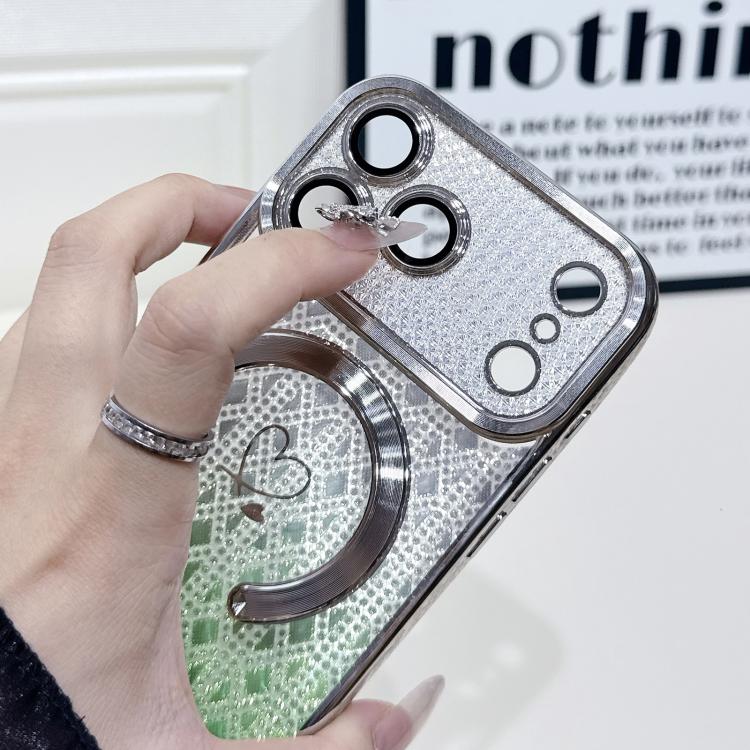 Carbon Fiber Texture Loves Leaves Gradient MagSafe TPU Phone Case