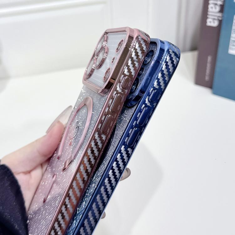 Carbon Fiber Texture Loves Leaves Gradient MagSafe TPU Phone Case