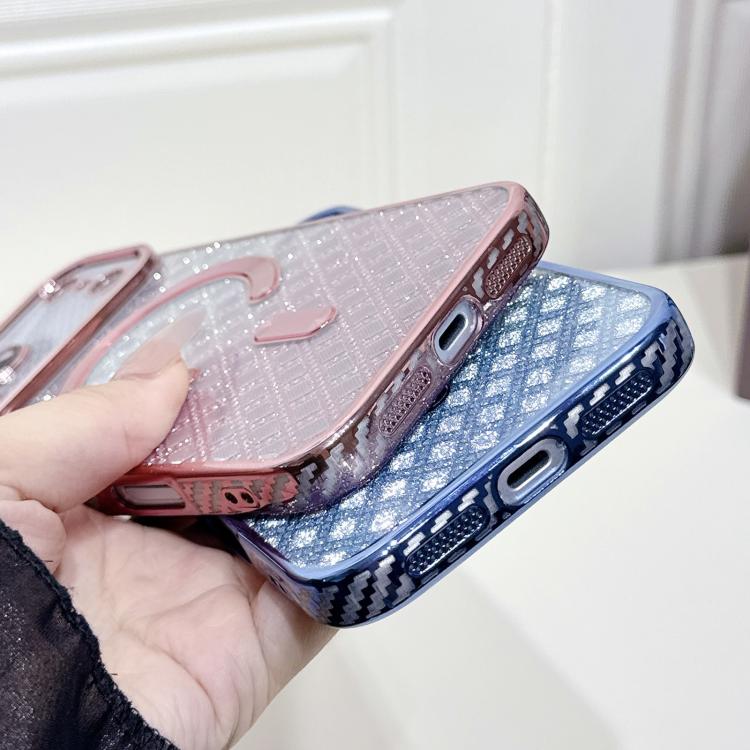 Carbon Fiber Texture Loves Leaves Gradient MagSafe TPU Phone Case