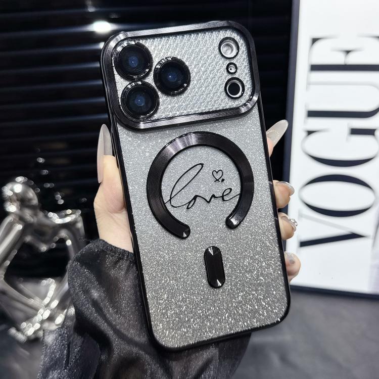 Electroplated Dual-Loves Gradient Glitter MagSafe TPU Phone Case