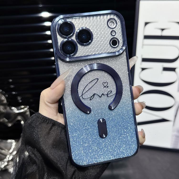 Electroplated Dual-Loves Gradient Glitter MagSafe TPU Phone Case