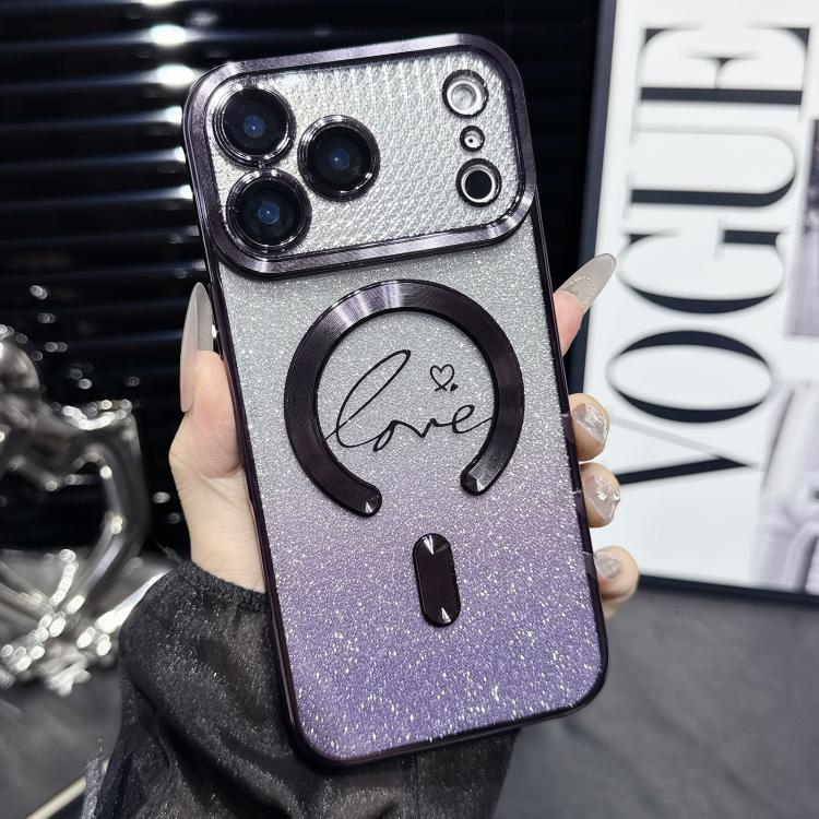 Electroplated Dual-Loves Gradient Glitter MagSafe TPU Phone Case