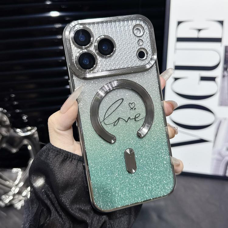 Electroplated Dual-Loves Gradient Glitter MagSafe TPU Phone Case