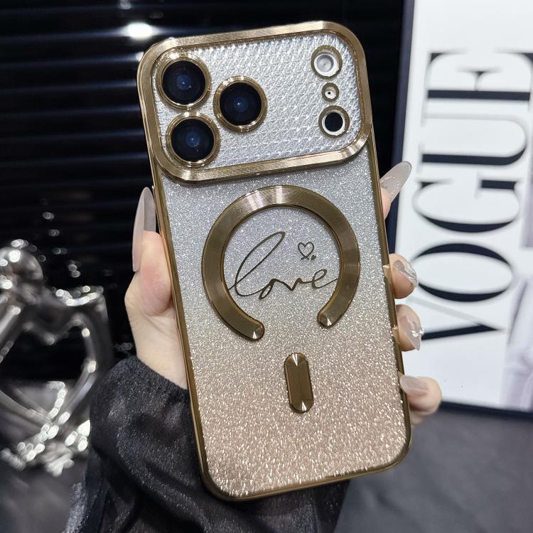 Electroplated Dual-Loves Gradient Glitter MagSafe TPU Phone Case