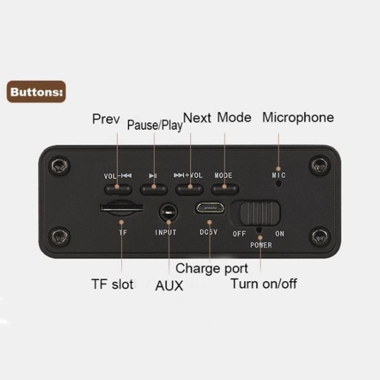 K5 Wooden Wireless Bluetooth Speaker, Support Bluetooth, AUX, TF Card