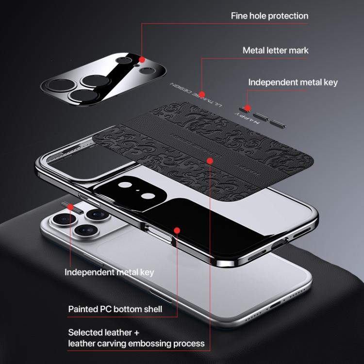 Cloud Dragon Pattern Plain Leather PC Phone Case