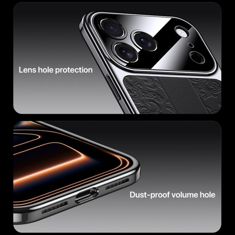 Cloud Dragon Pattern Plain Leather PC Phone Case