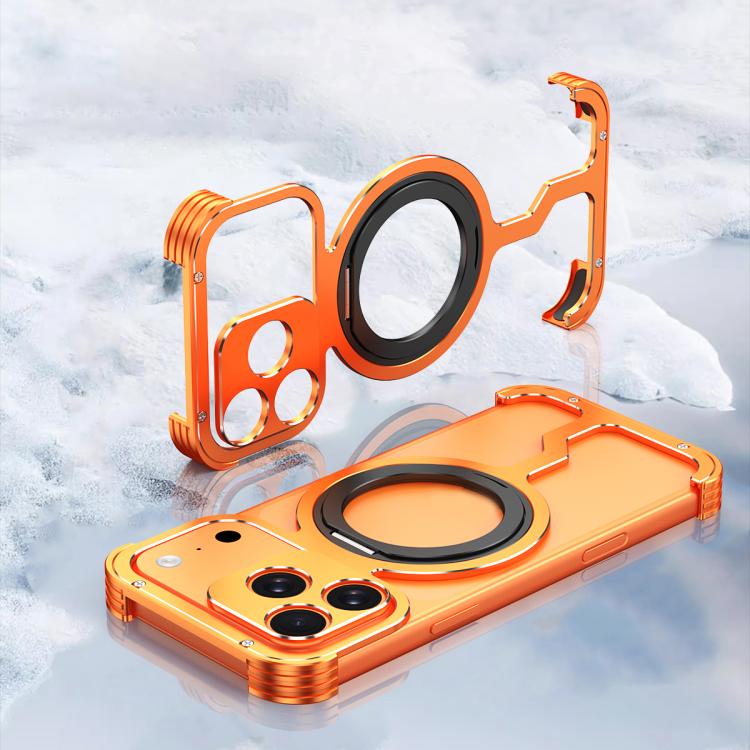 Armor Alloy Frameless MagSafe Magnetic Bracket Heat Dissipation Metal Phone Case