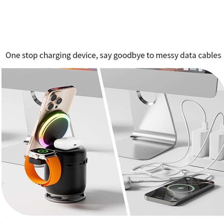 C52 Foldable 5 in 1 Desktop Magnetic Wireless Charging Bluetooth Speaker