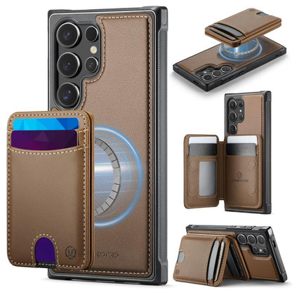 JEEHOOD J10 Flip Card Bag MagSafe Split RFID Leather Phone Case, For Galaxy S26 FE 5G, For Samsung Galaxy S26+ 5G, For Samsung Galaxy S26 Ultra 5G, For Samsung Galaxy S26 5G, For Galaxy S25 FE 5G, For Samsung Galaxy S25 Edge 5G, For Samsung Galaxy S25 ...